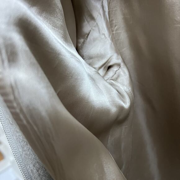 Bossini Women’s Oatmeal Wool Blend Suit Jacket Blazer Sz 9 Full Zip High Neck - Picture 5 of 7